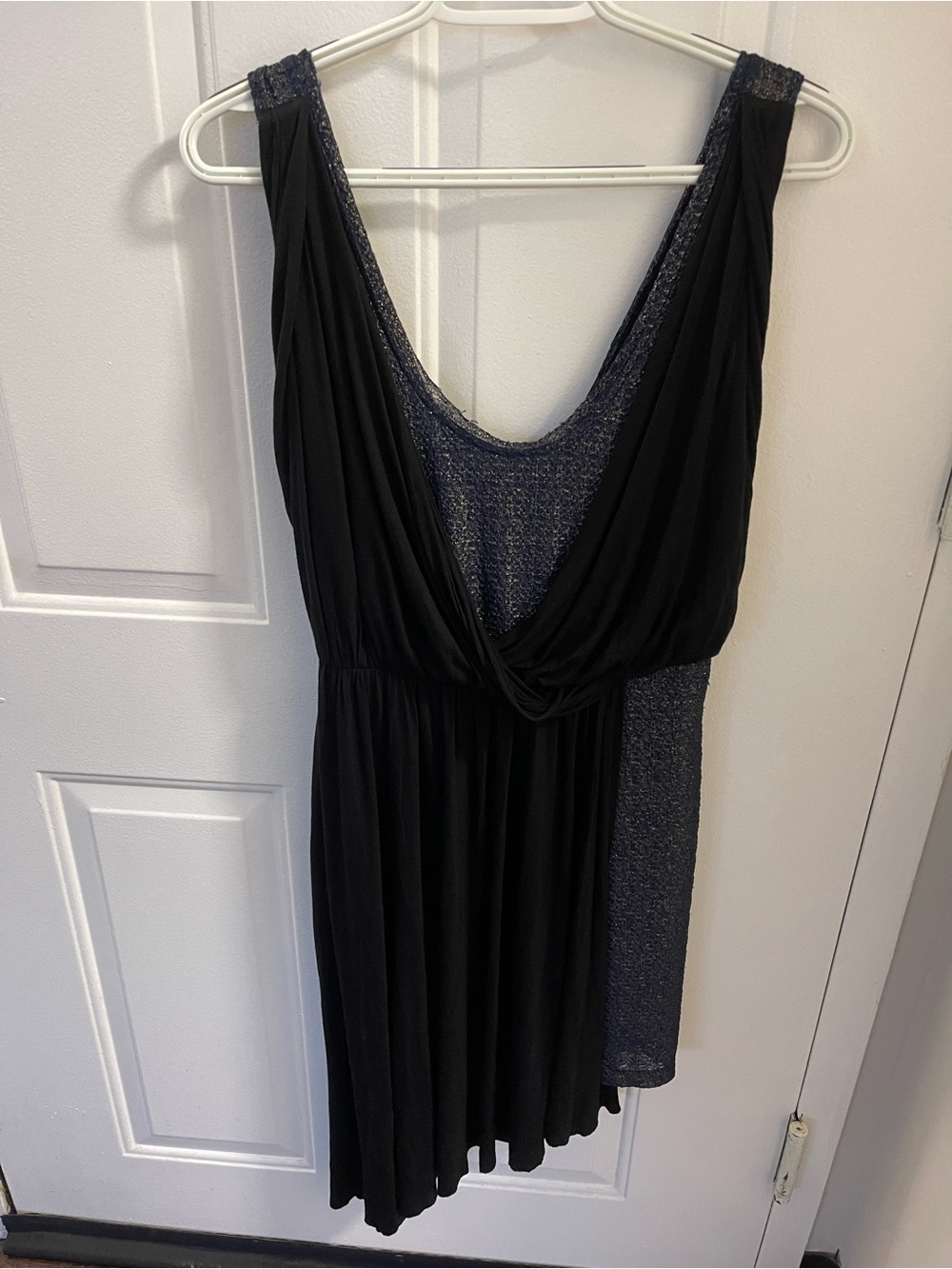 Free People Navy Blue Sleeveless Shimmer Metallic Asymmetrical Dress Small - Picture 3 of 8